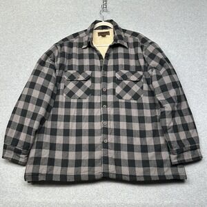 Mason Bay Jacket Mens XL Gray Black‎ Buffalo Check Flannel Sherpa Lined Shacket